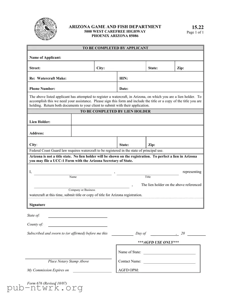 Blank Arizona 676 PDF Form