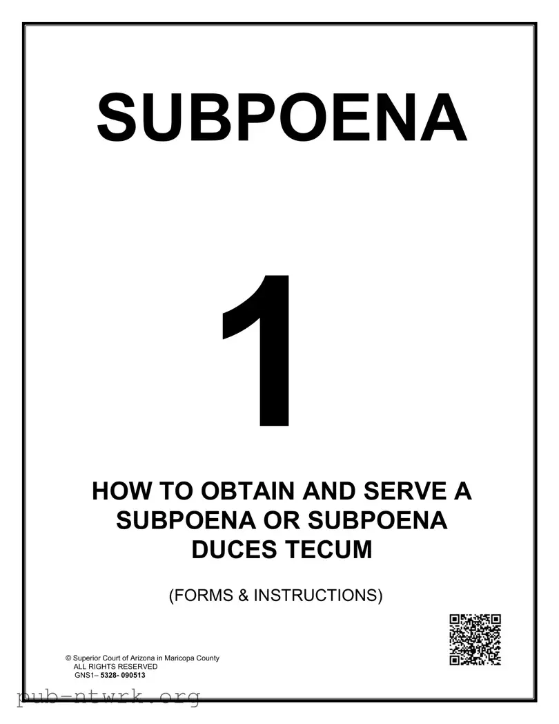 Blank Arizona Subpoena PDF Form
